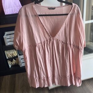 Women's Pink V-Neck Top